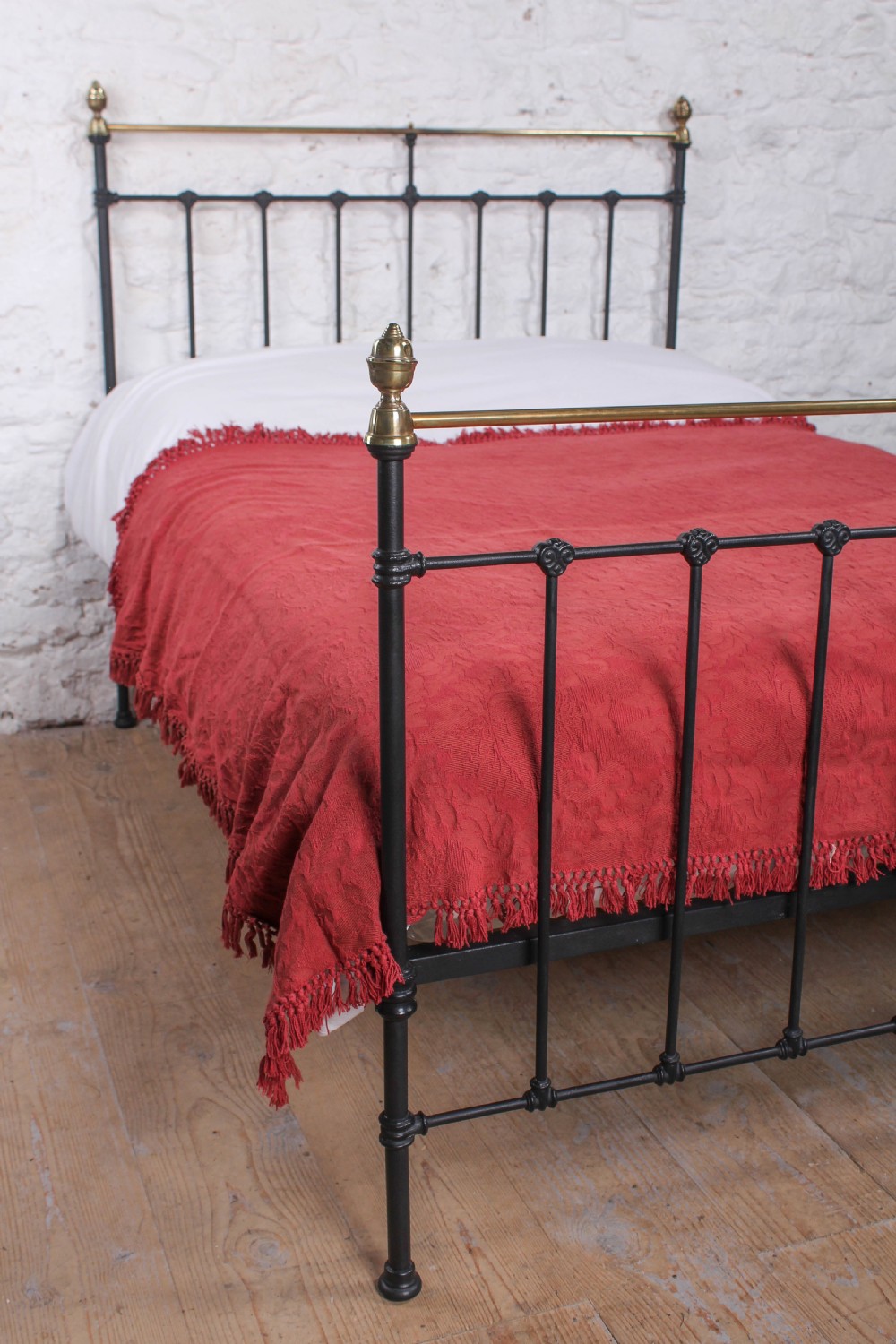 Classic Victorian double black and aged  brass bed View VII