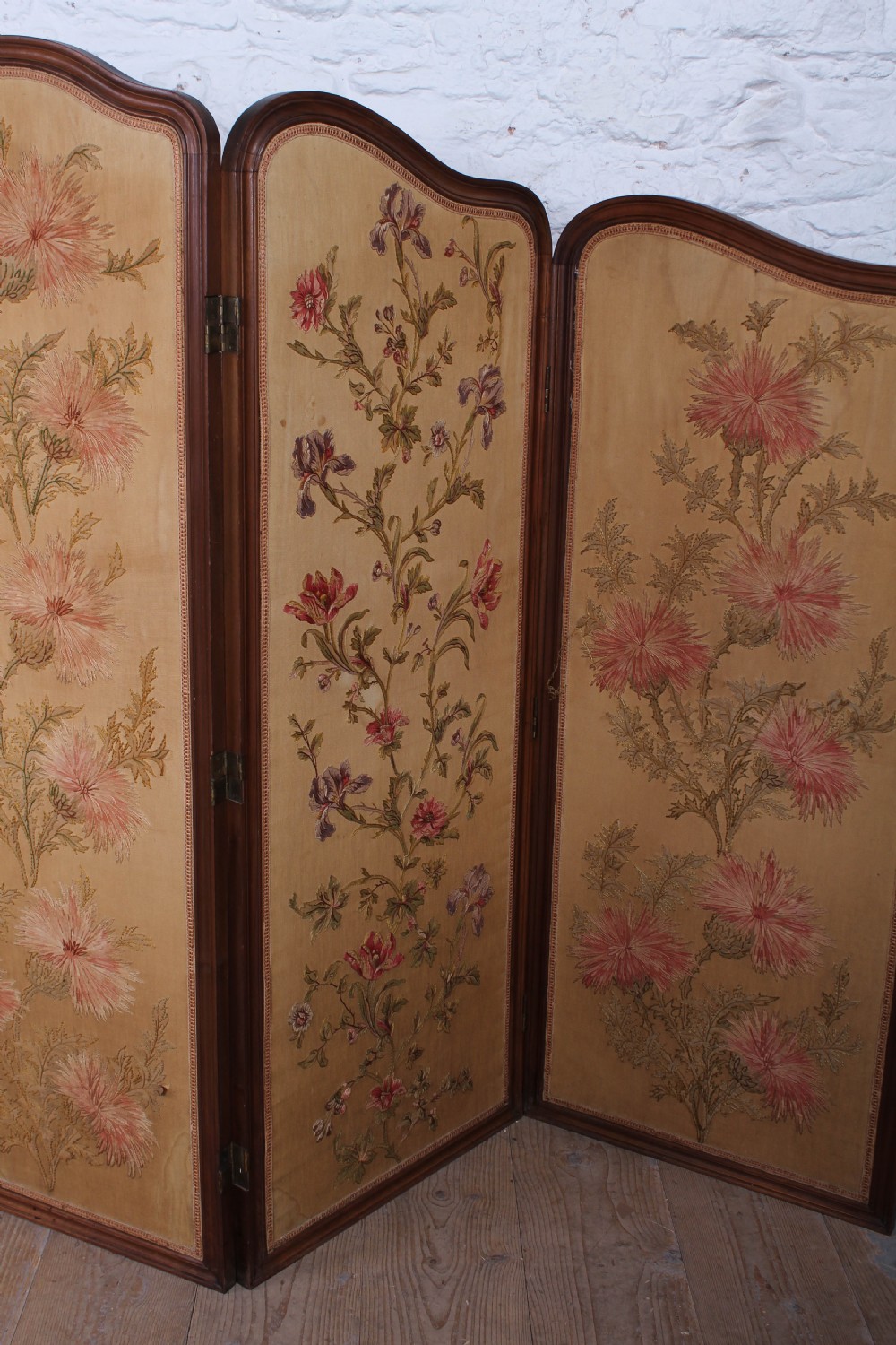 Beautiful old Art Noveau five fold appliqué screen View VIII
