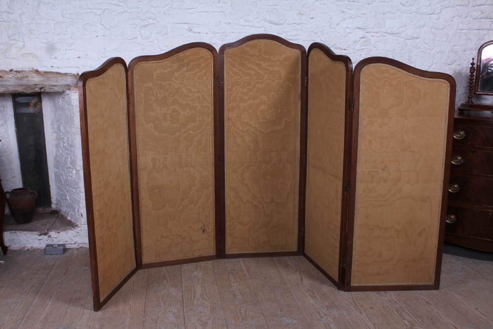 Beautiful old Art Noveau five fold appliqué screen View XI