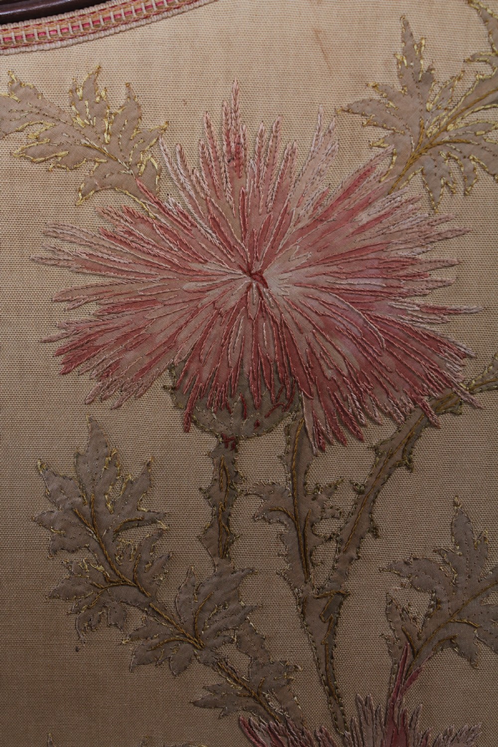 Beautiful old Art Noveau five fold appliqué screen View XIII