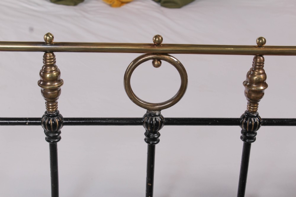 Lovely good original Victorian black and brass double bed View II