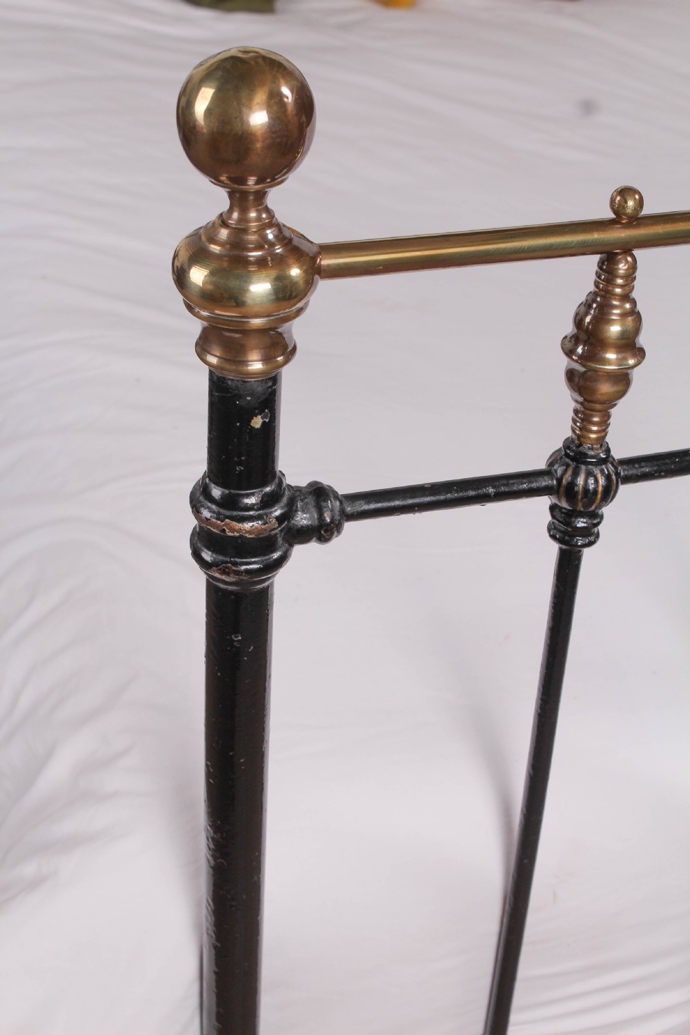 Lovely good original Victorian black and brass double bed View IV