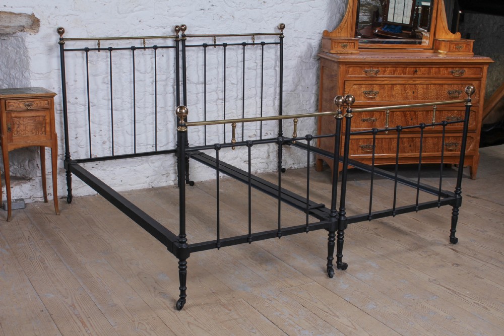 Attractive pair of French brass and iron beds View II