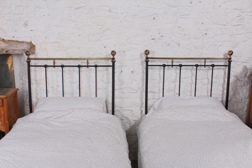 Attractive pair of French brass and iron beds View VI