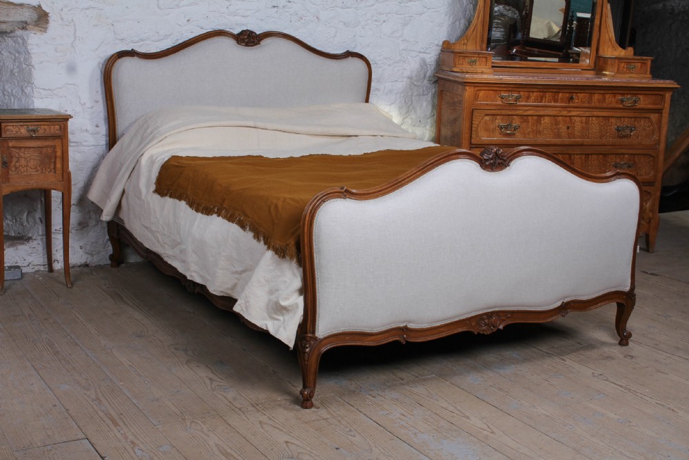 Newly upholstered king size Louis XV style bed