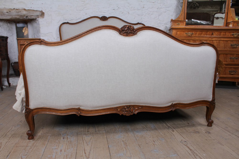 Newly upholstered king size Louis XV style bed View IV