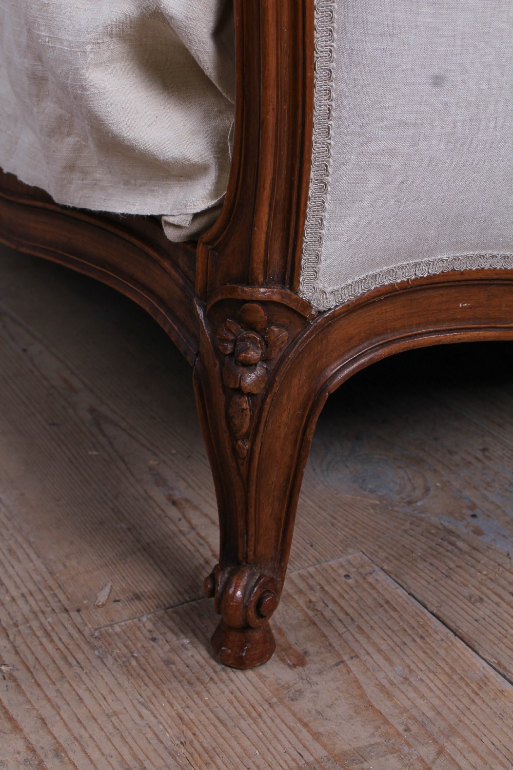 Newly upholstered king size Louis XV style bed View VI