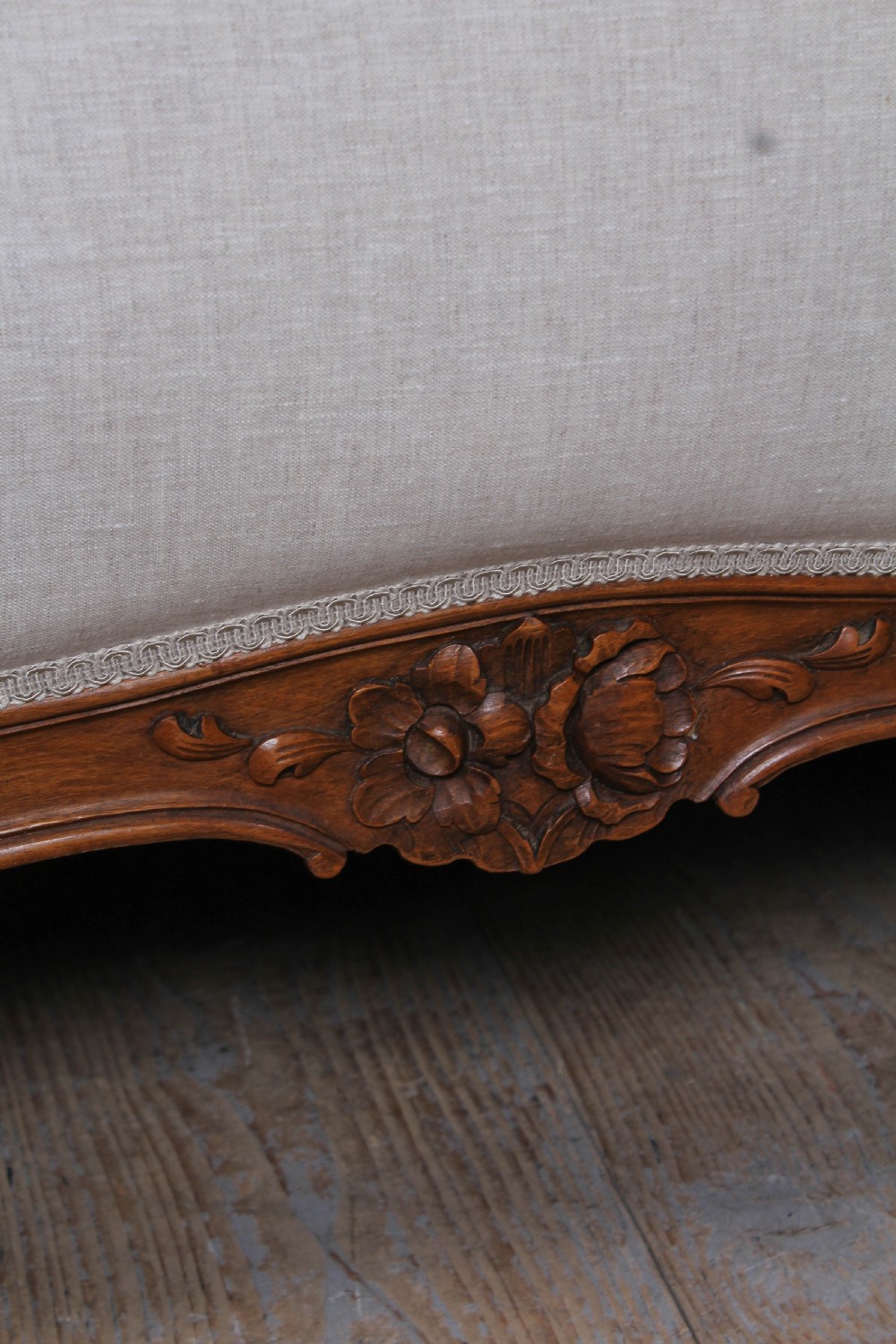 Newly upholstered king size Louis XV style bed View VII