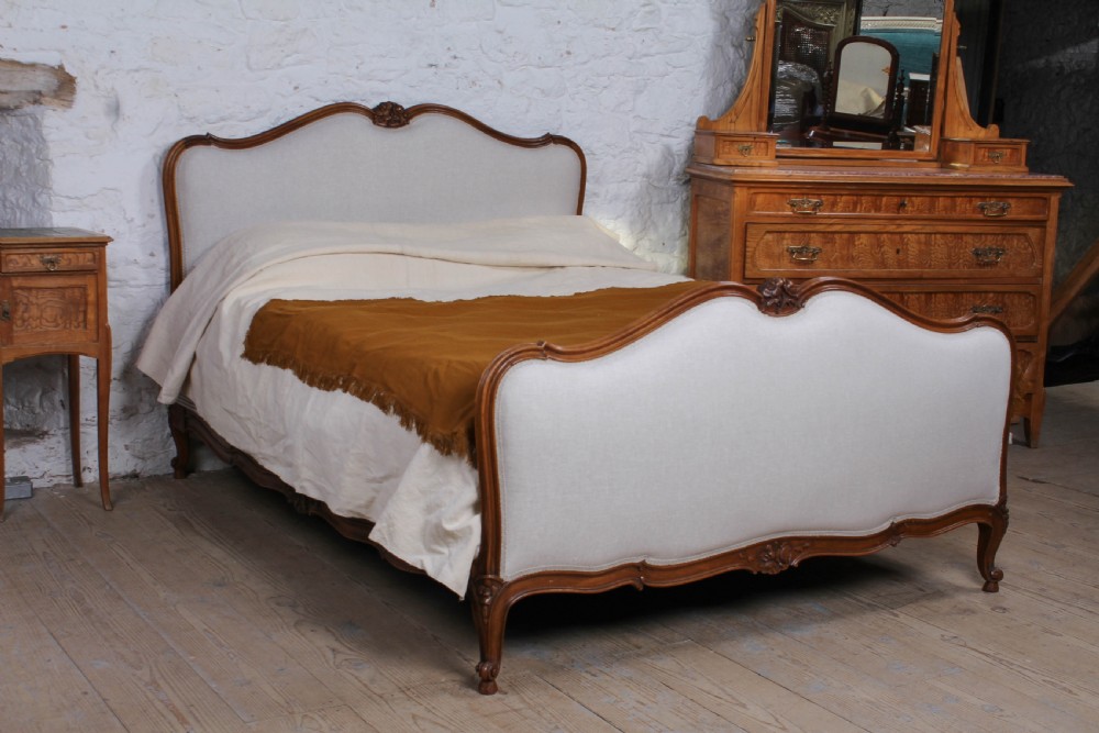 Newly upholstered king size Louis XV style bed View X