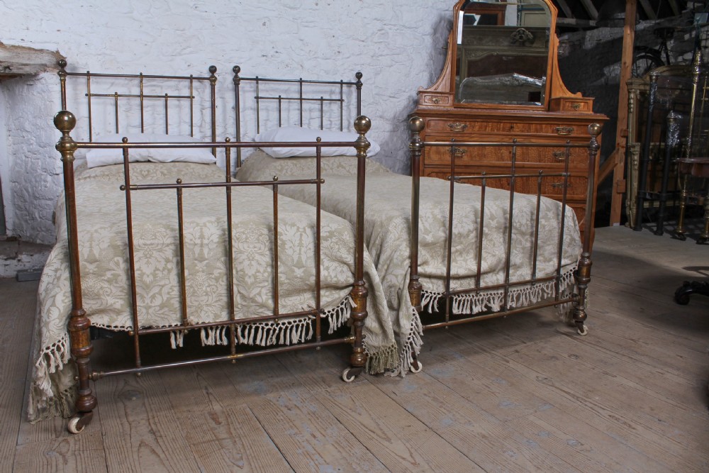 Very nice pair of Victorian all brass single beds View III