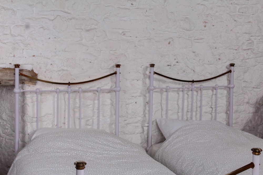 Very nice pair of Edwardian dip rail single beds View II