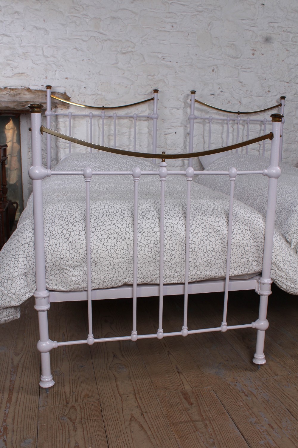 Very nice pair of Edwardian dip rail single beds View VI