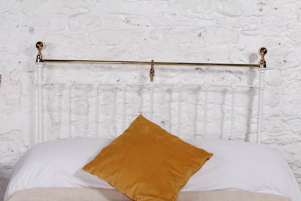 Classic Victorian white and brass double bed View V