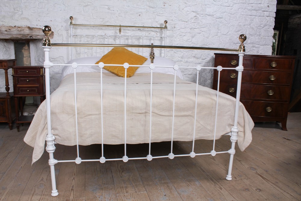 Classic Victorian white and brass double bed View VII