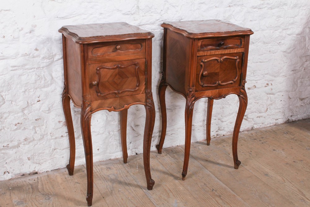 Harlequin pair of Louis XV style bedsides