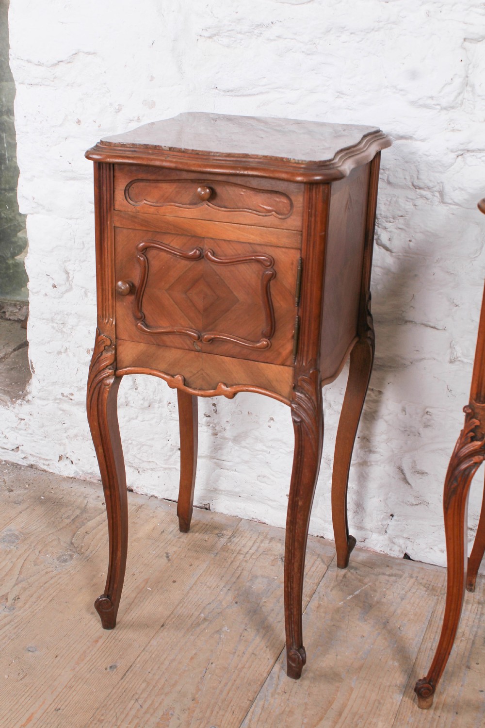 Harlequin pair of Louis XV style bedsides View III