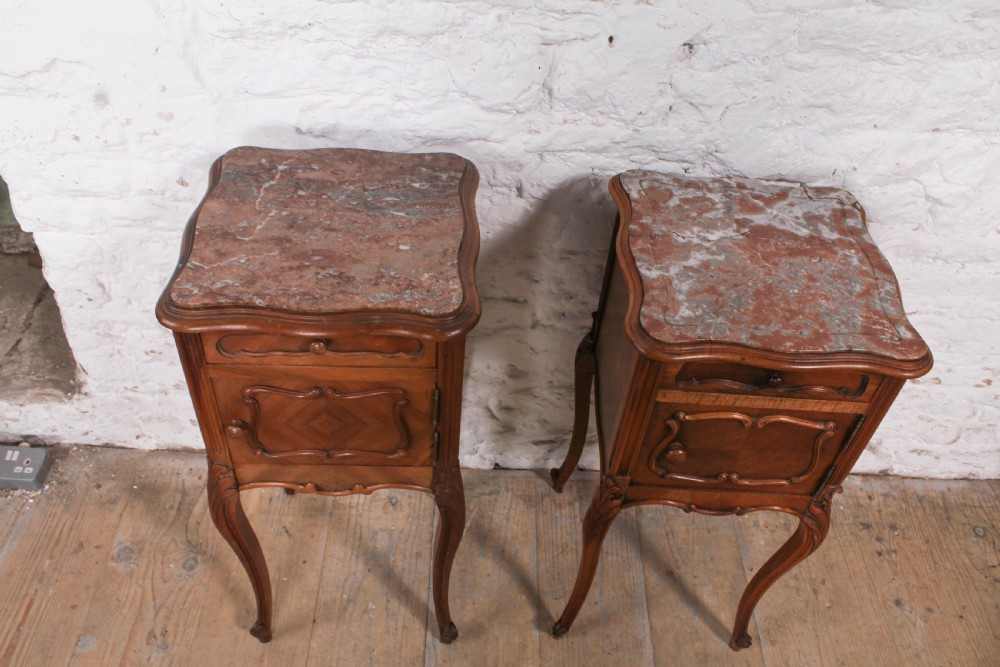 Harlequin pair of Louis XV style bedsides View IV