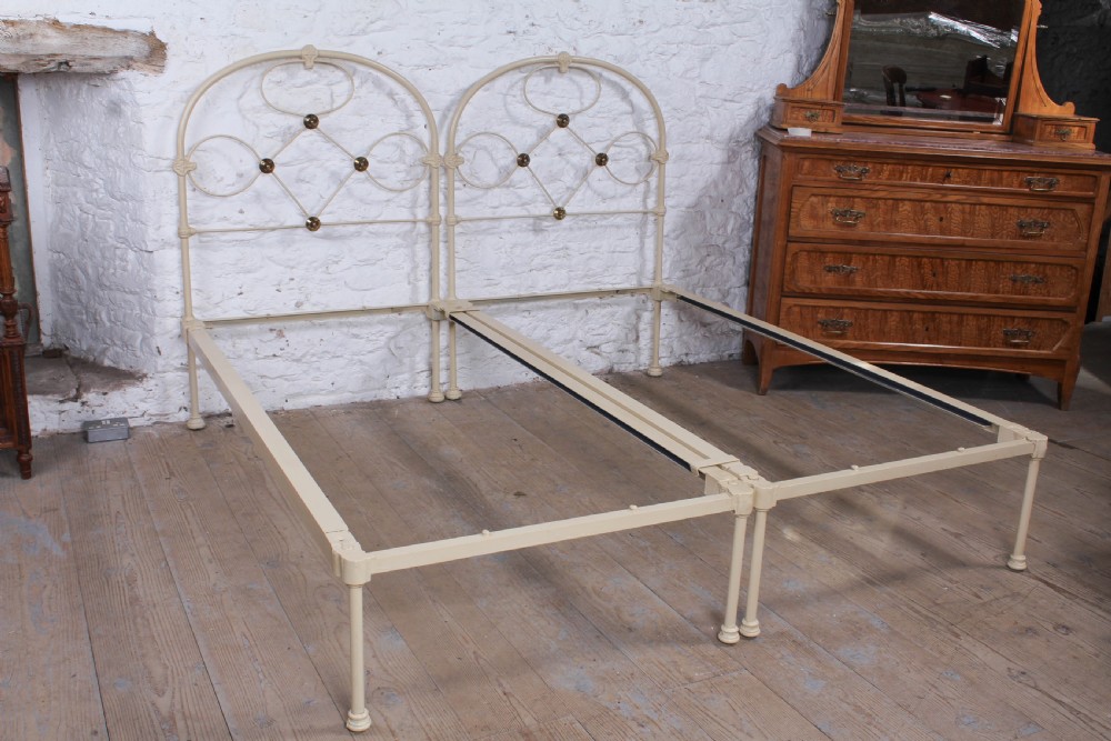 Pretty pair of Victorian brass and iron single no end beds (can be joined) View VIII