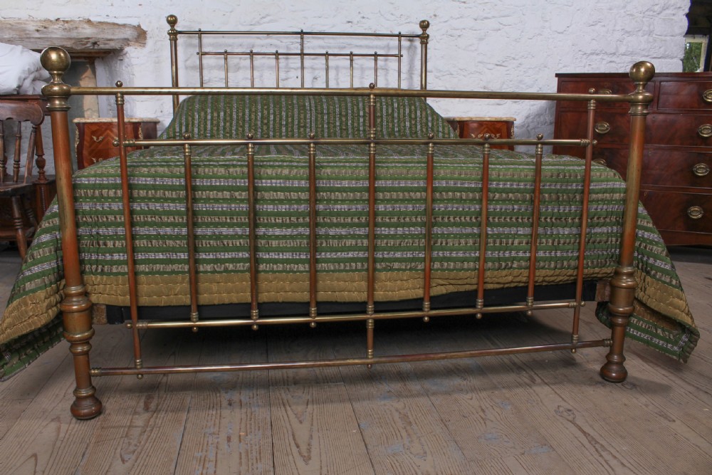 Attractive aged all brass Victorian king size bed  View II