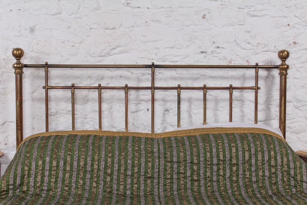 Attractive aged all brass Victorian king size bed  View III