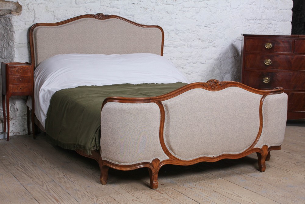 Pretty newly upholstered French Louis Xv style double bed