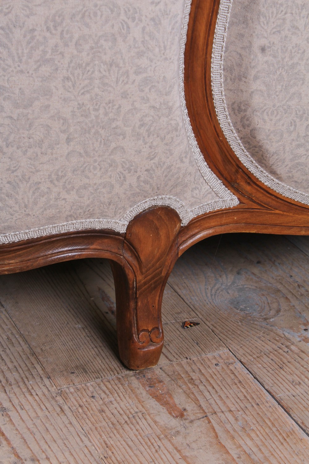 Pretty newly upholstered French Louis Xv style double bed View III