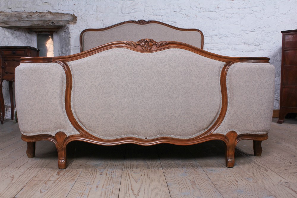Pretty newly upholstered French Louis Xv style double bed View VI