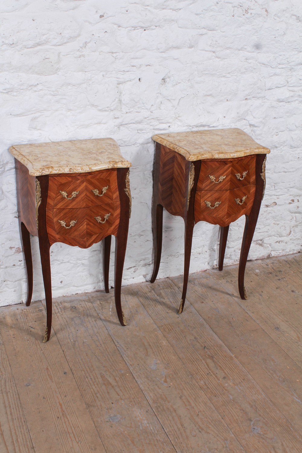 Very nice pair of bow French bedsides
