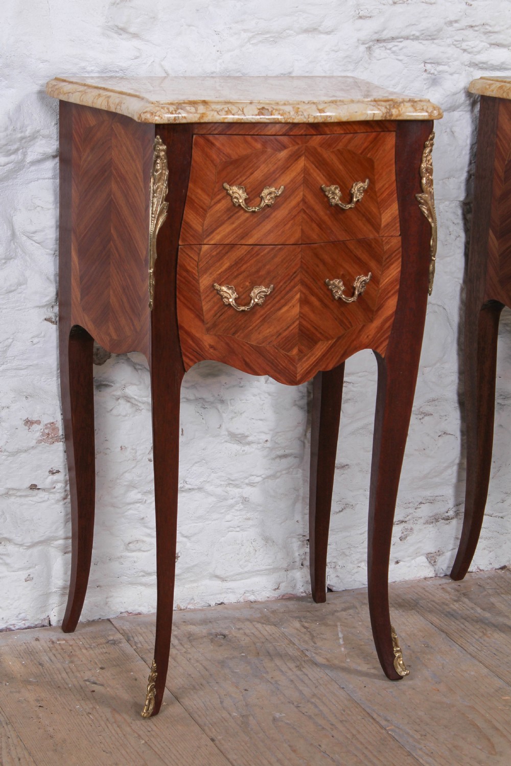 Very nice pair of bow French bedsides View II