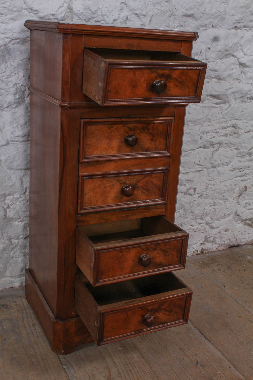 Attractive tall mahogany bedside cabinet View IV