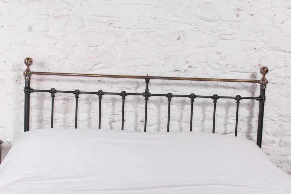Classic Victorian antiqued brass and iron king size bed View VI