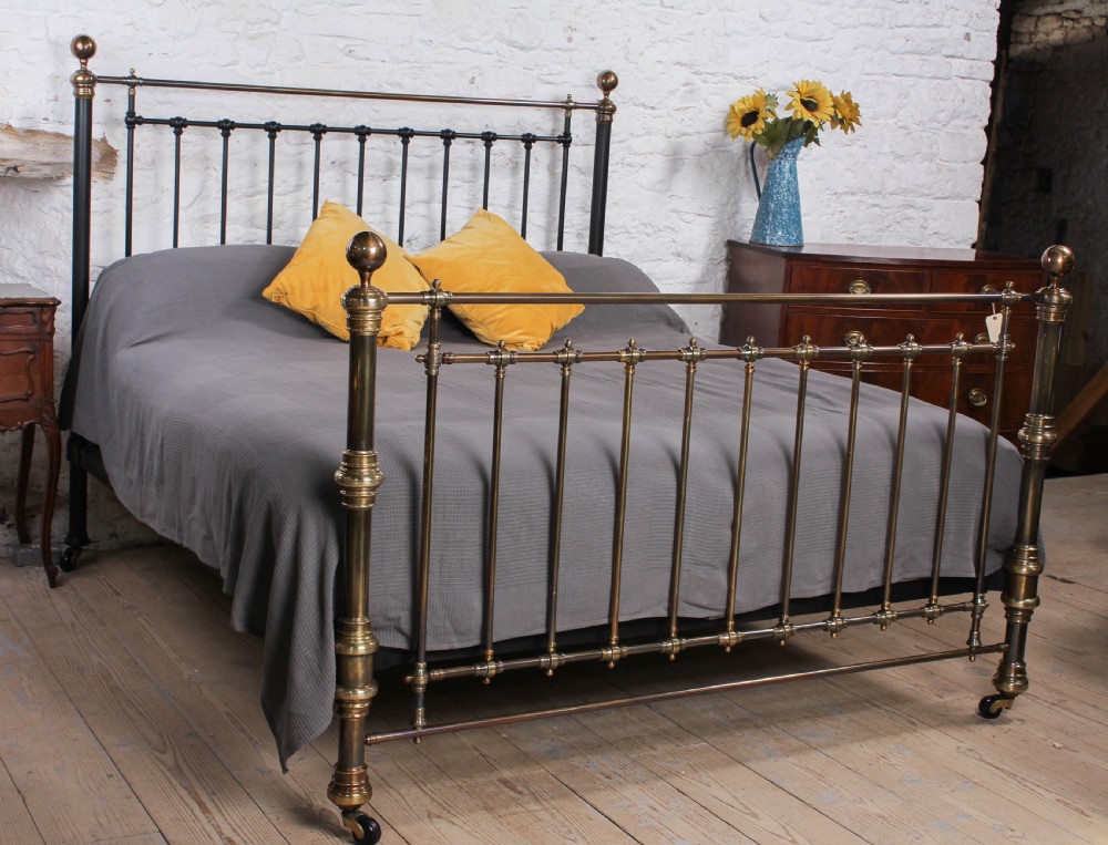 Very handsome Victorian 6Ft super king size brass and iron bed by Maple and Co.