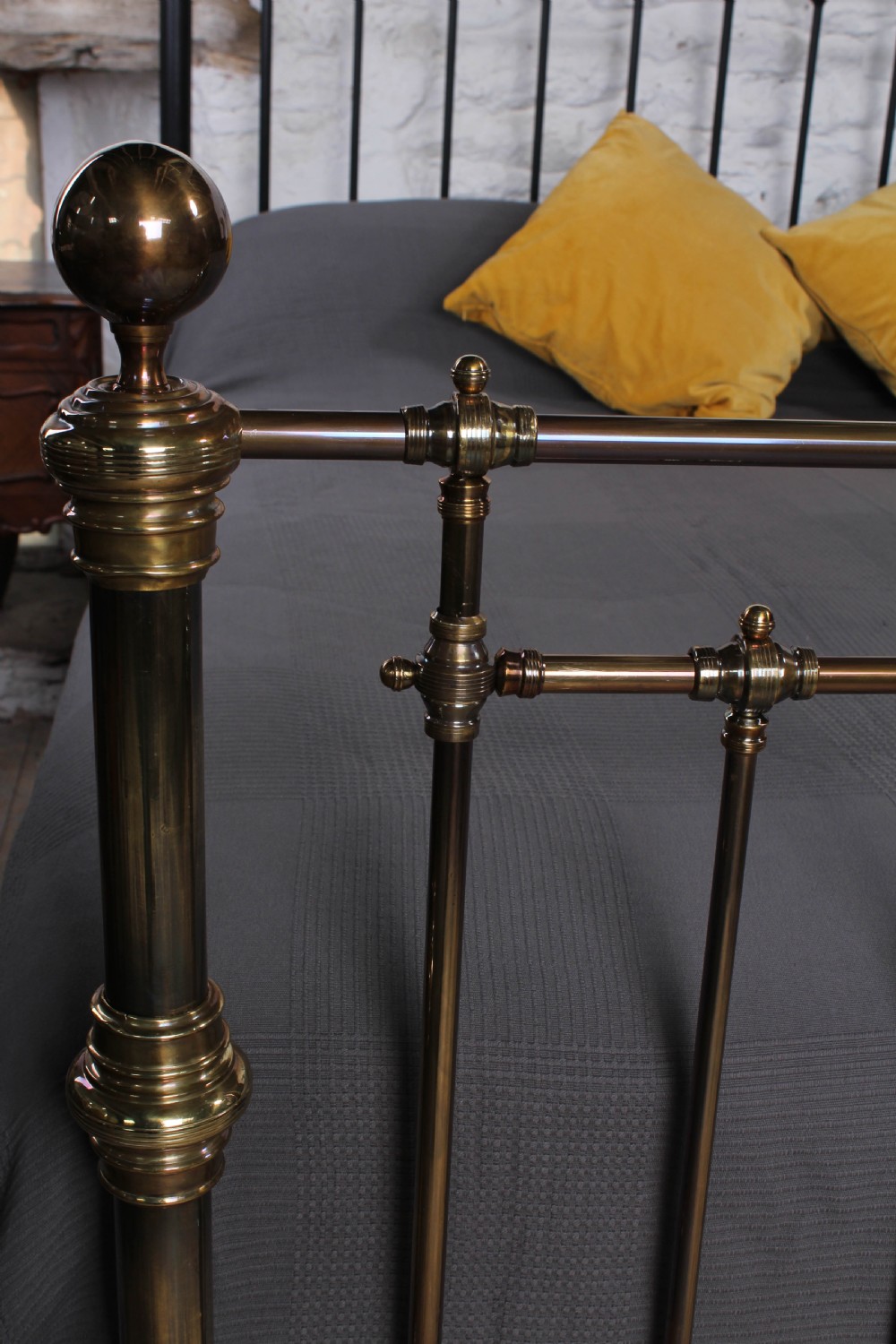 Very handsome Victorian 6Ft super king size brass and iron bed by Maple and Co. View VIII
