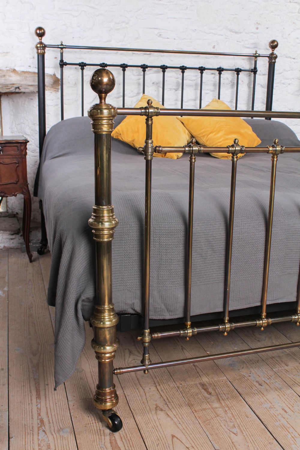 Very handsome Victorian 6Ft super king size brass and iron bed by Maple and Co. View IX