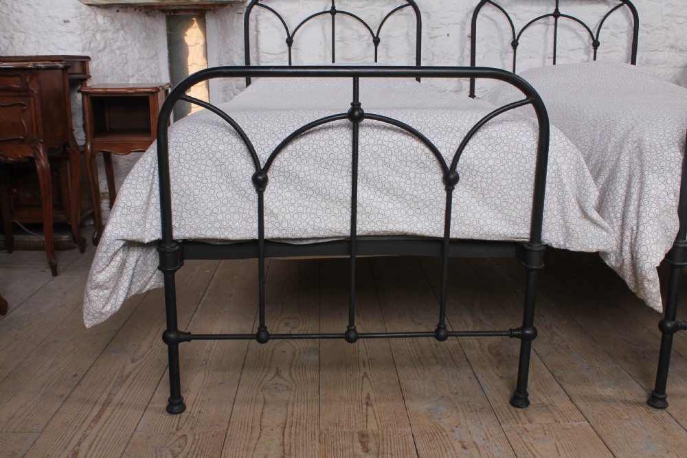 Lovely simple pair of all iron single beds View II