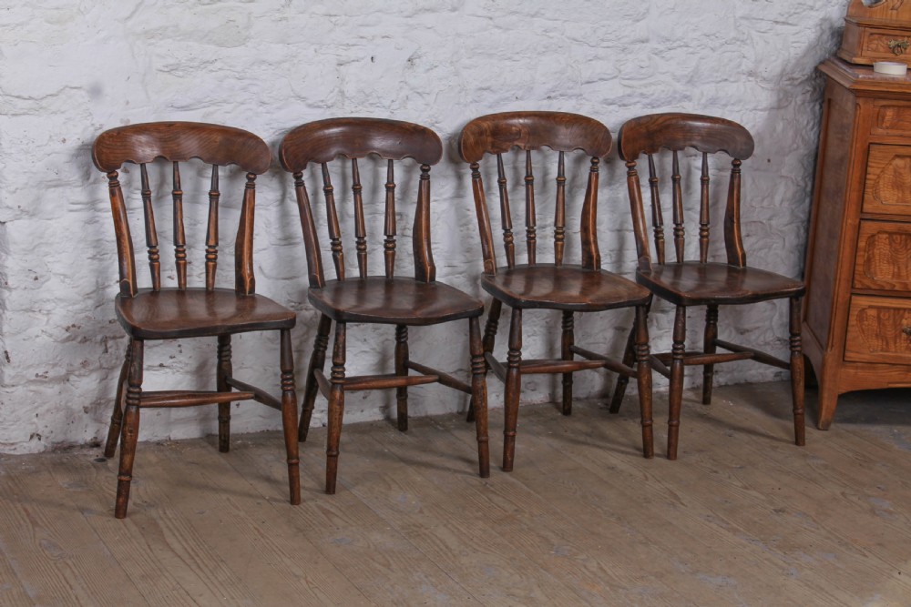 Set of 4 Elm Windsor kitchen chairs View II