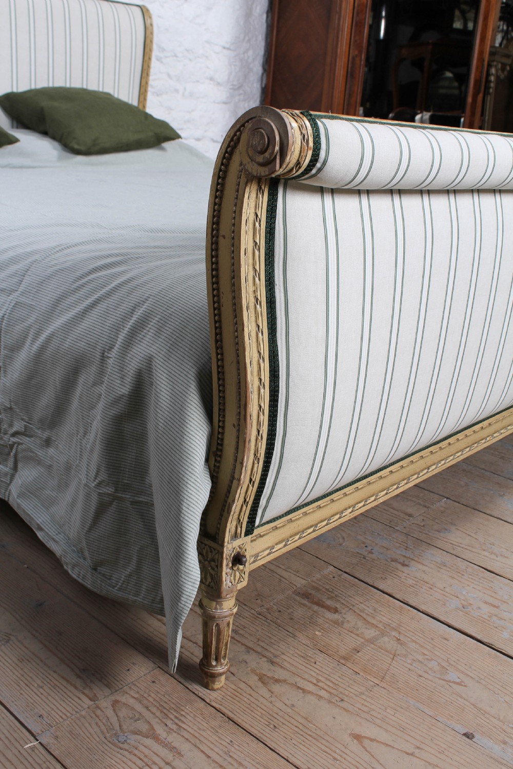 Newly upholstered French king size bed View V