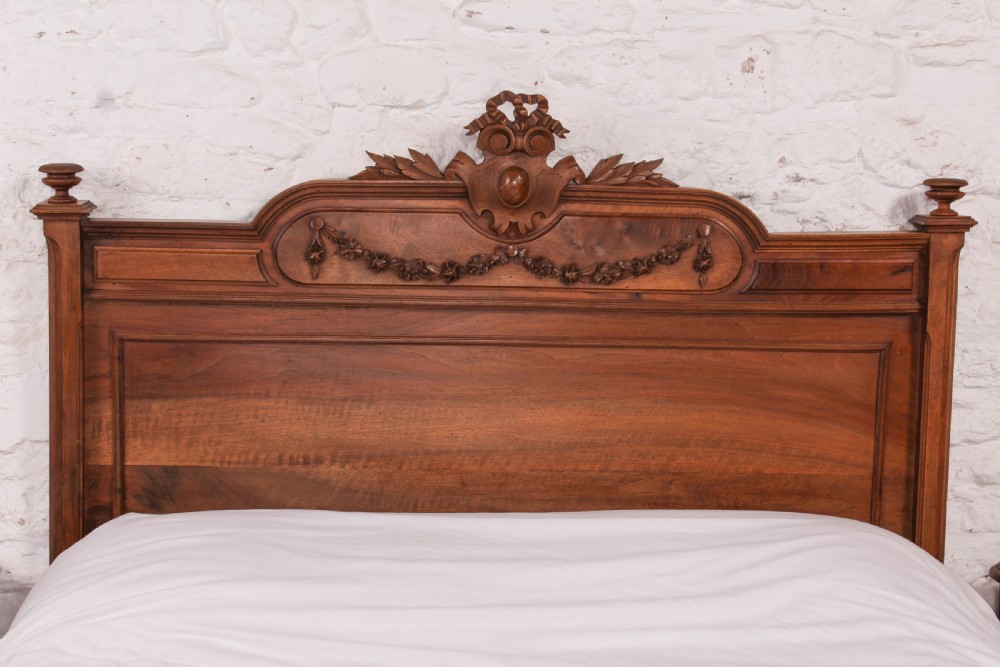 Attractive French walnut double bed View II