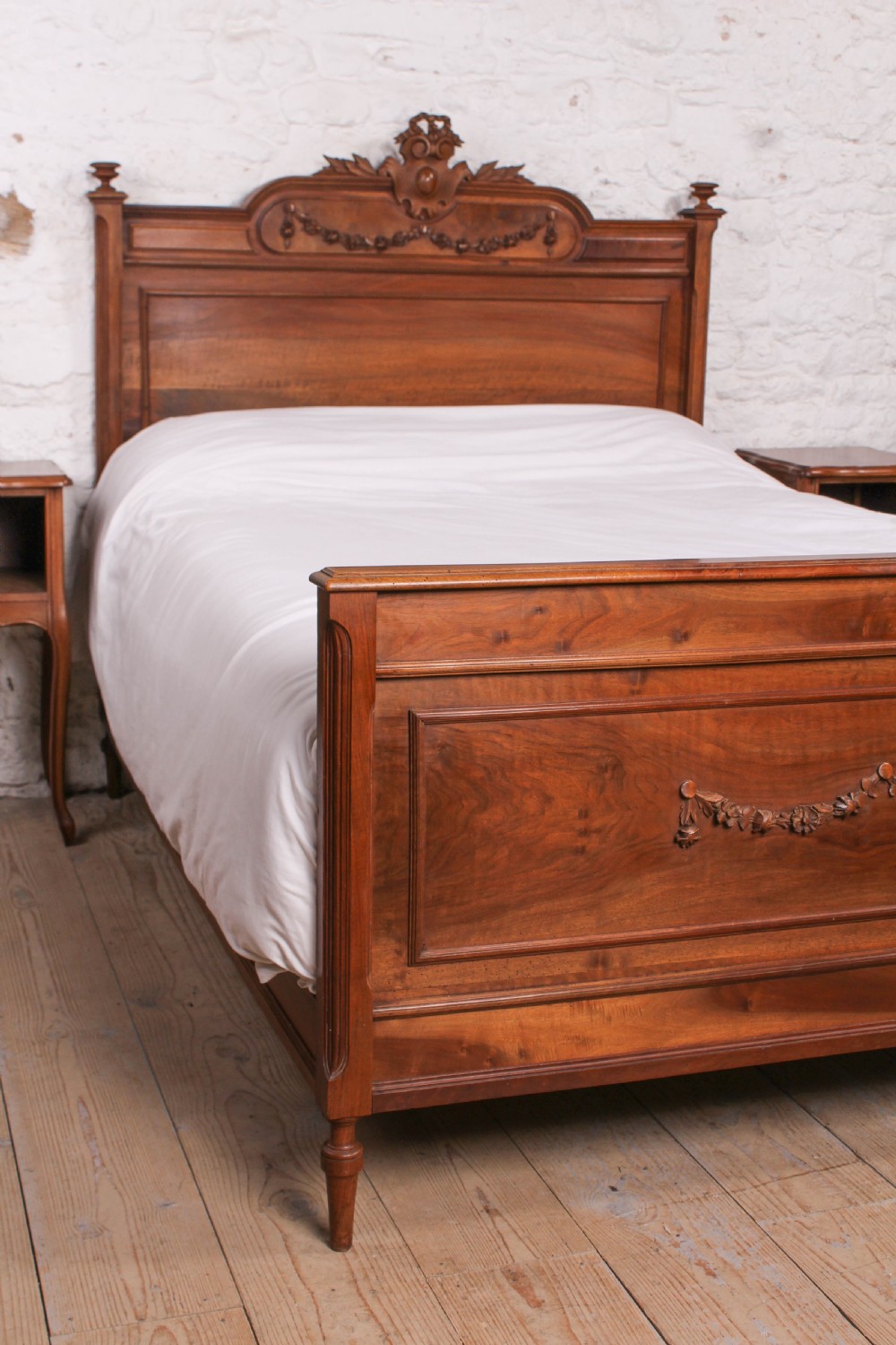 Attractive French walnut double bed View VIII