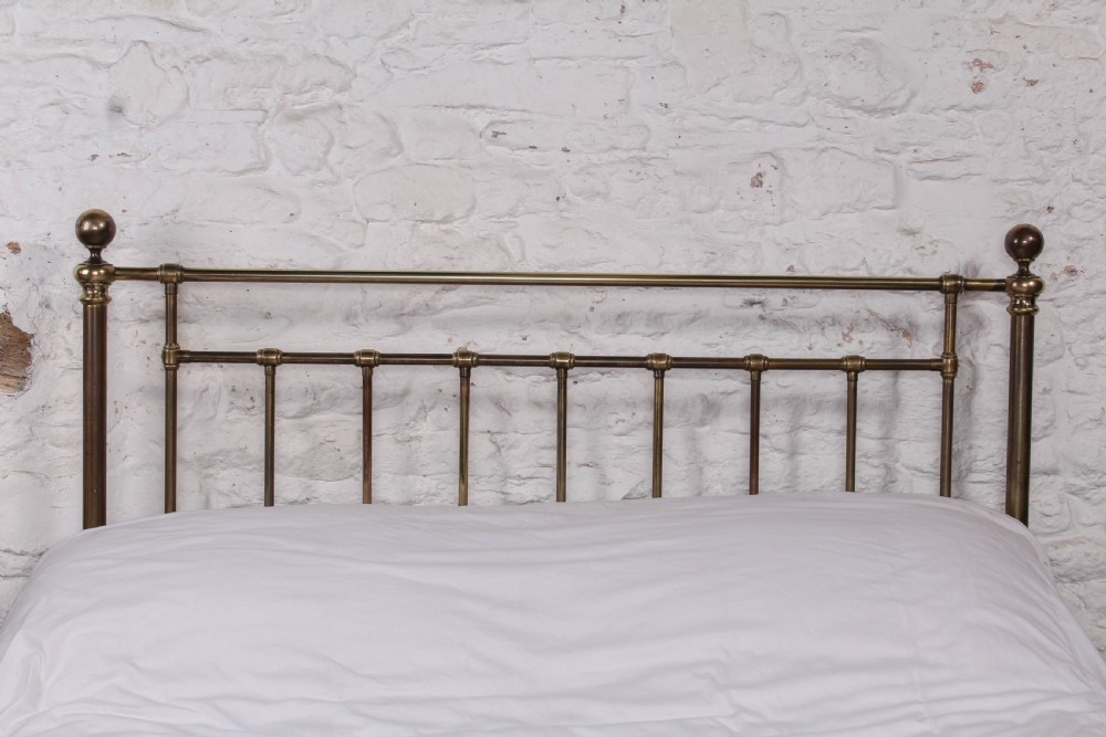 Attractive aged brass kin9 size Victorian bed View II