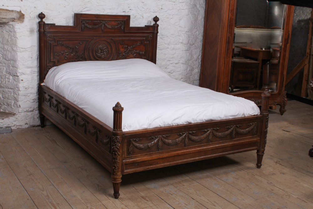 Fabulous Renaissance style carved oak double bed with low foot board