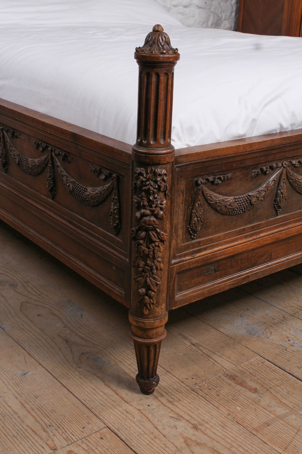 Fabulous Renaissance style carved oak double bed with low foot board View III