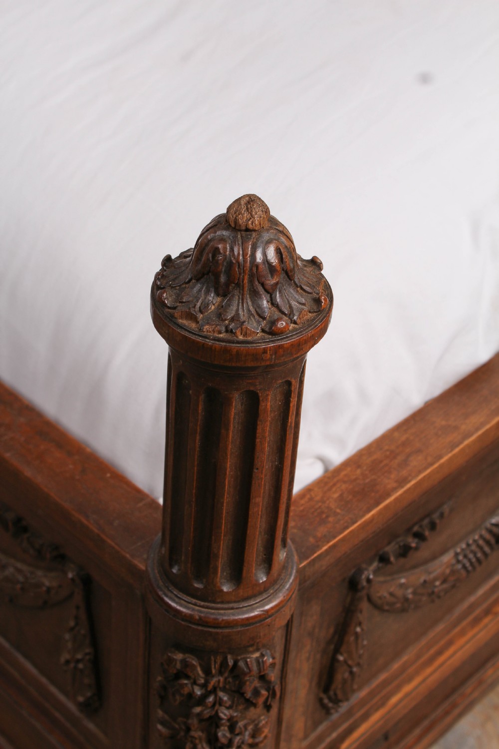 Fabulous Renaissance style carved oak double bed with low foot board View IV
