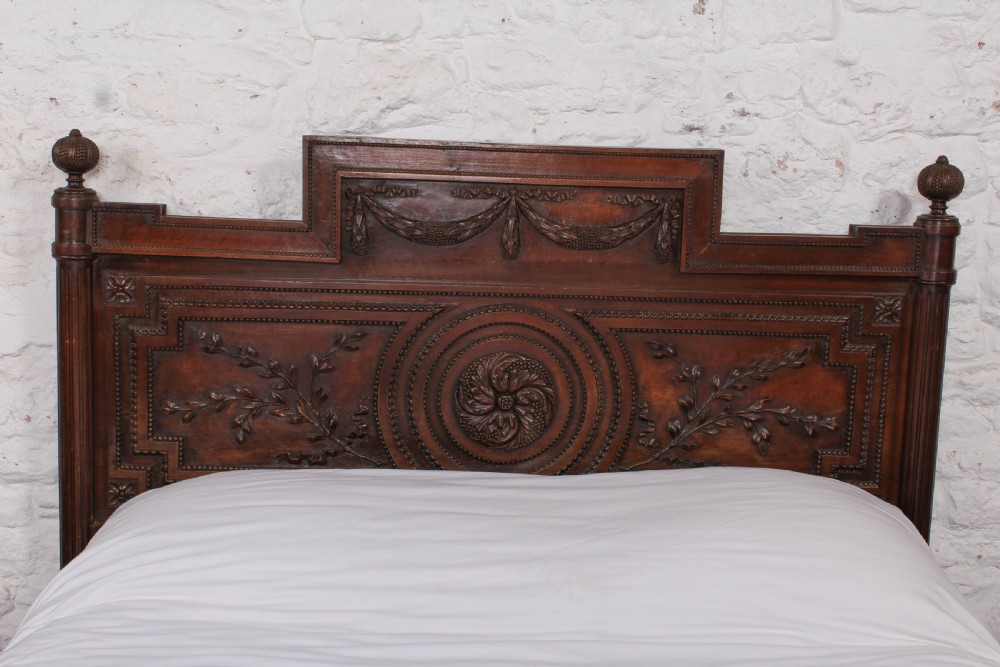 Fabulous Renaissance style carved oak double bed with low foot board View V