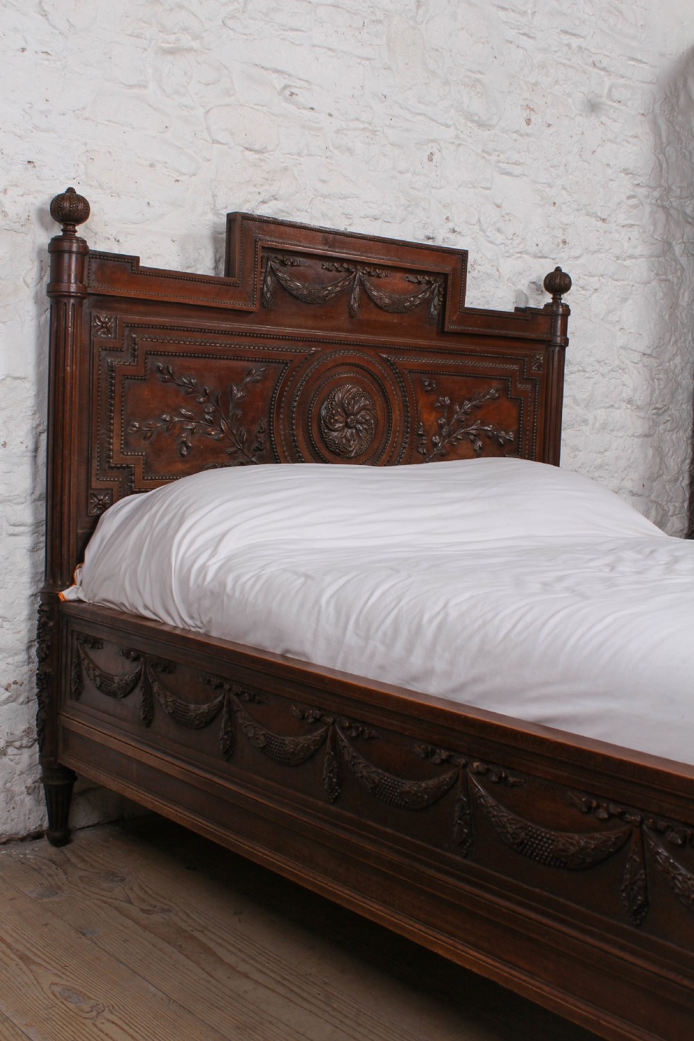 Fabulous Renaissance style carved oak double bed with low foot board View VI