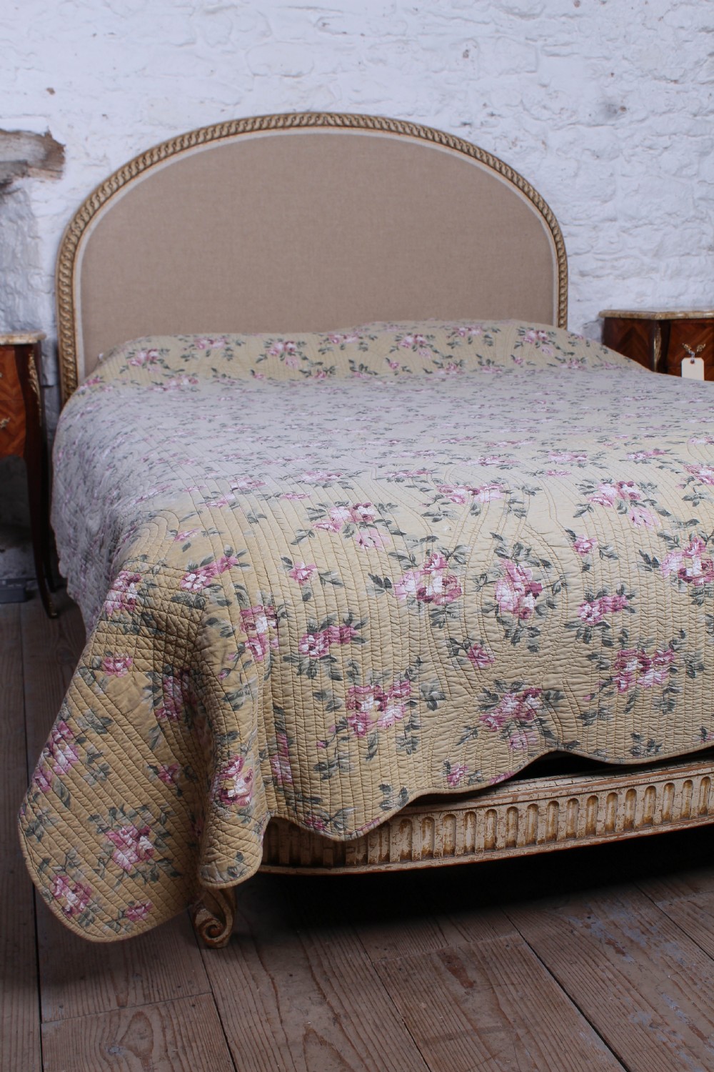 French newly upholstered low end king size bed View VII