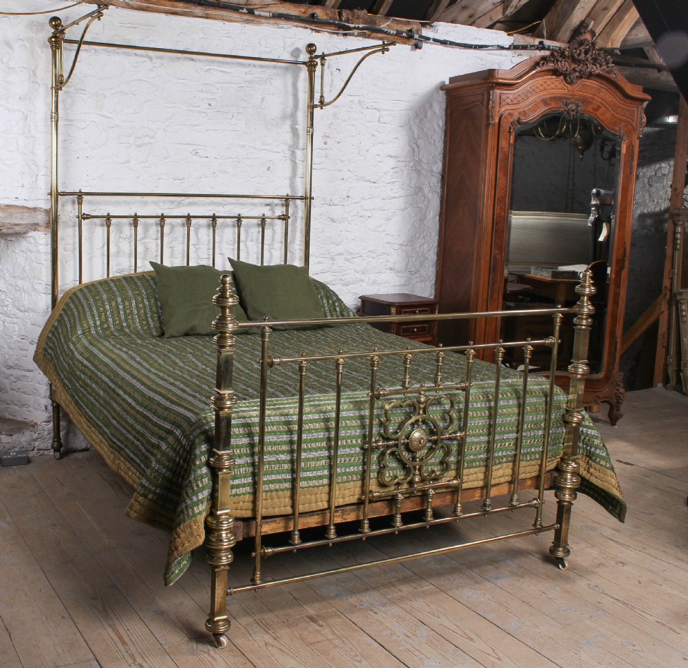 Spectacular Victorian king size all brass half tester bed. View III