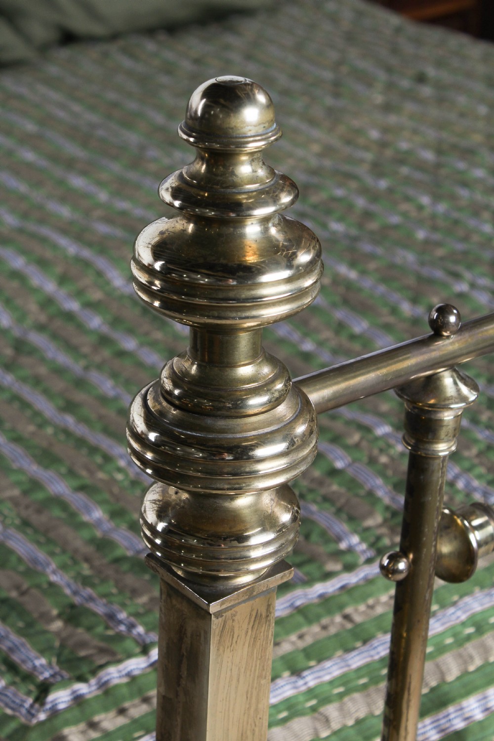 Spectacular Victorian king size all brass half tester bed. View V
