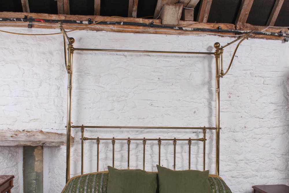 Spectacular Victorian king size all brass half tester bed. View VII