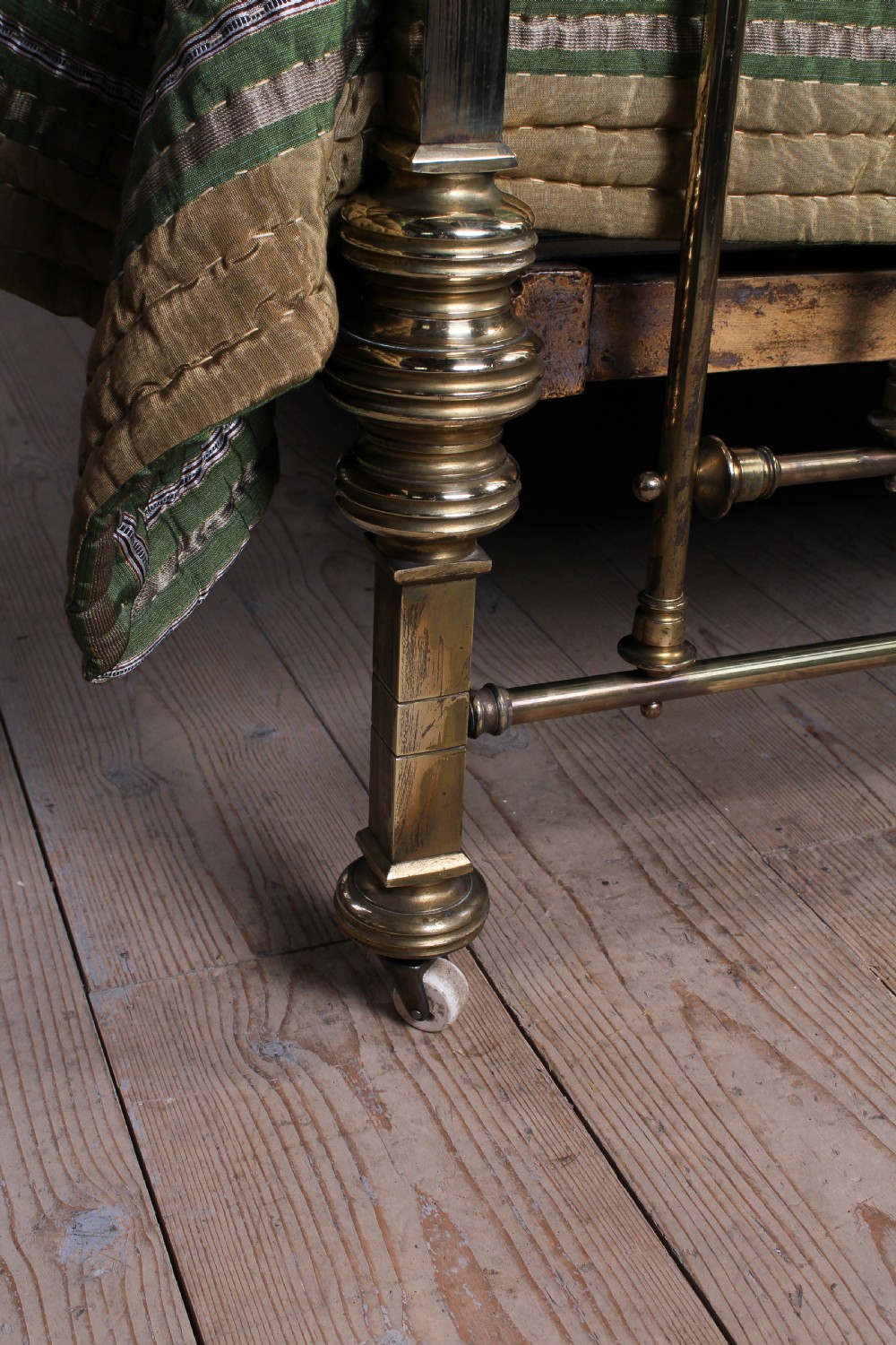 Spectacular Victorian king size all brass half tester bed. View IX